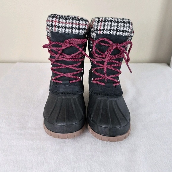 J.CREW Shoes - J.Crew Winter Boots Women's 8M Black Houndstooth Plaid Cuff Duck Boots Waterproo